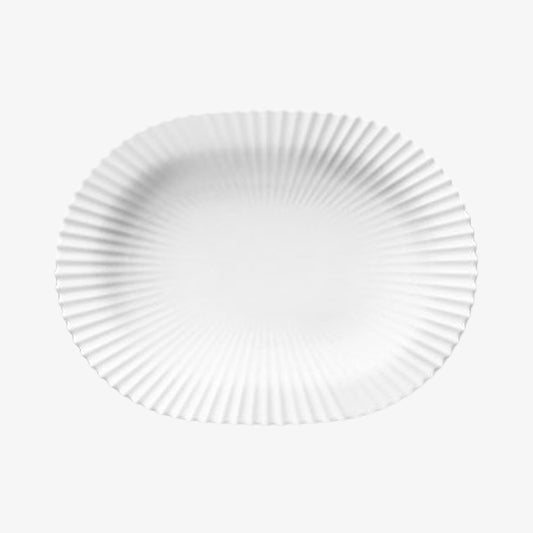 Lyngby oval dypt serveringsfat 25cm hvit