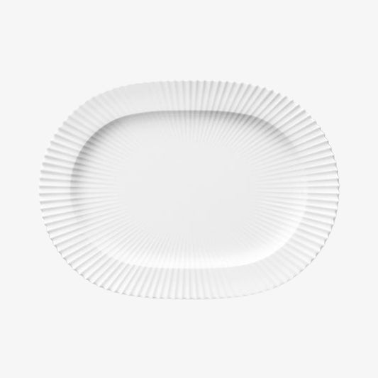 Lyngby ovalt serveringsfat 33cm hvit