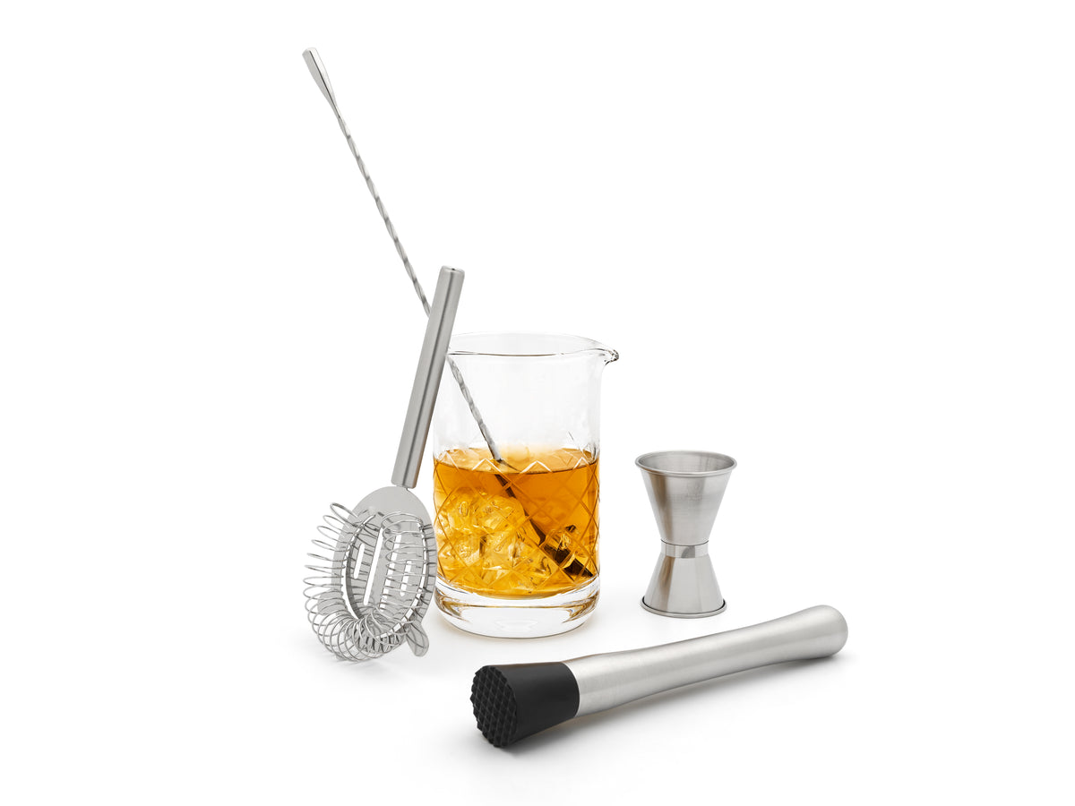 Cocktailmiksesett, sølv/klar, rustfritt stål, 34x14cm