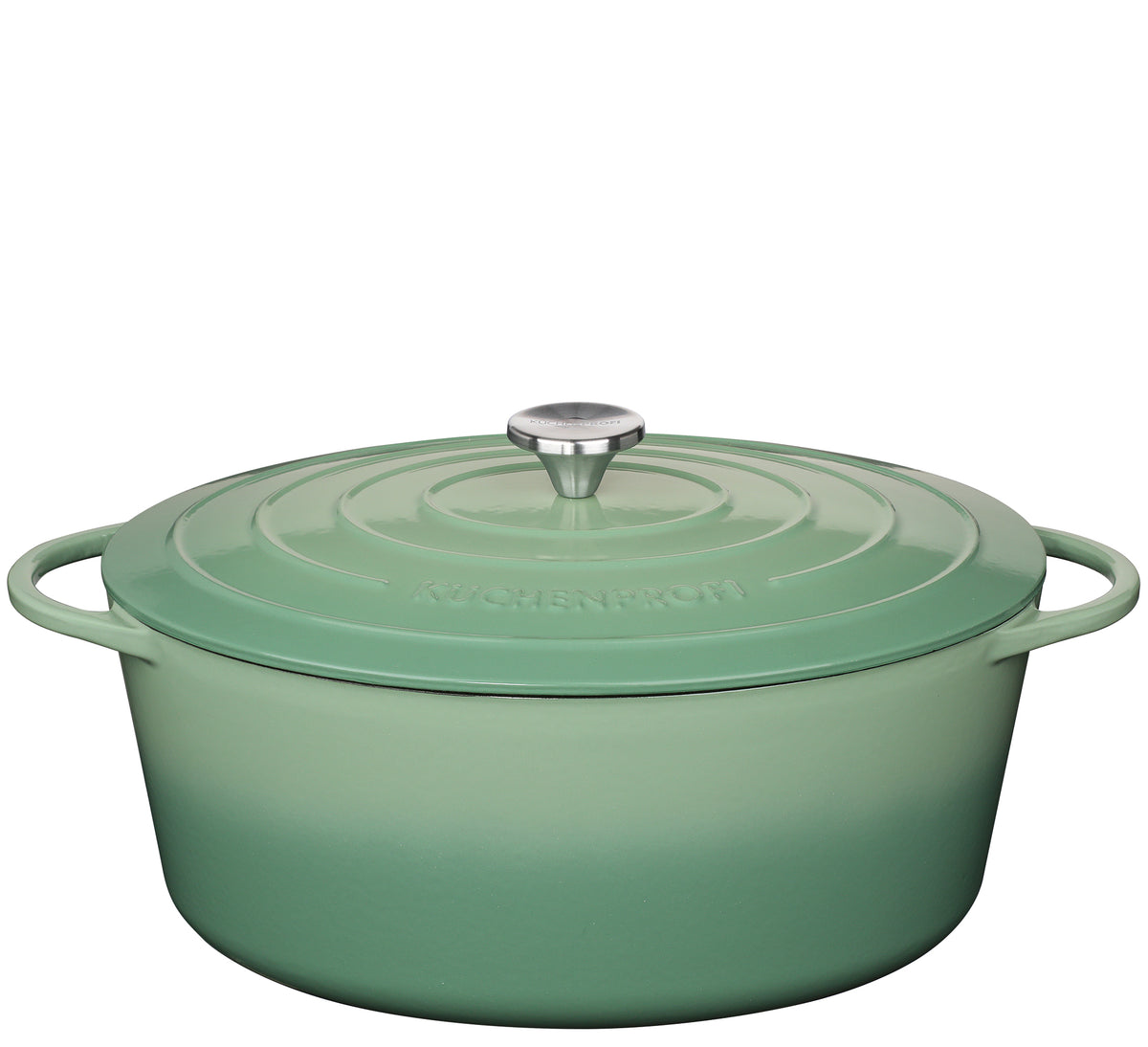 Støbejernsgryde oval m/låg, jade, Ø35cm PROVENCE