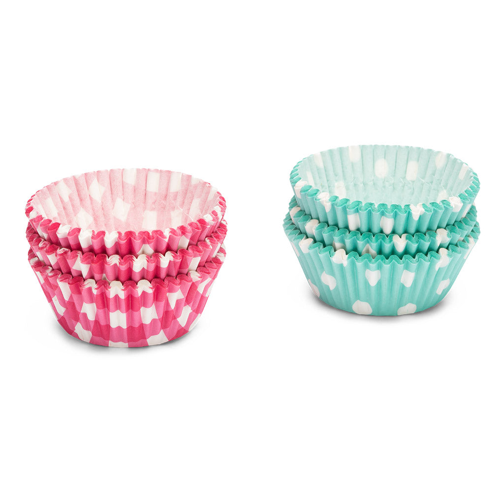 Muffinsformer med firkanter 200 stk, rosa/mint, Ø3 cm