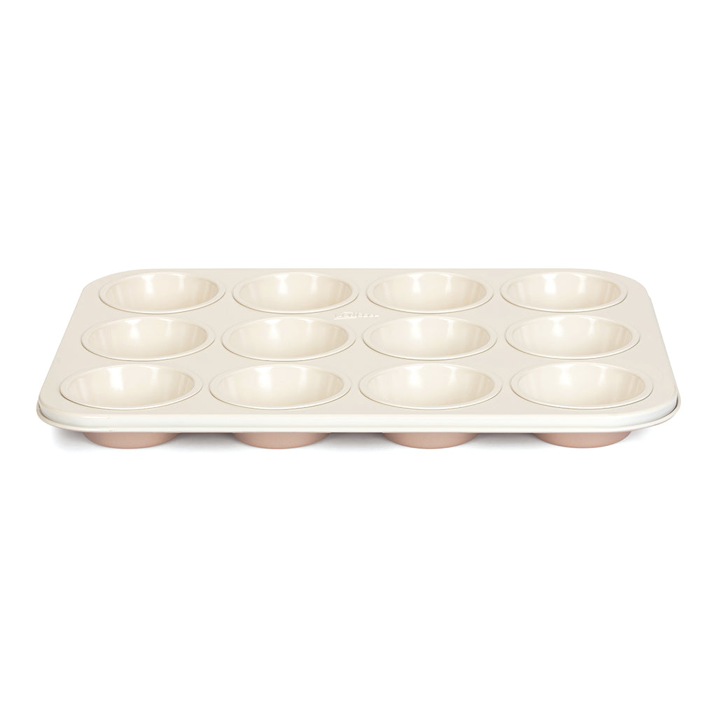Muffinsform til 12 stk., kobber, keramikk, 35x27 cm