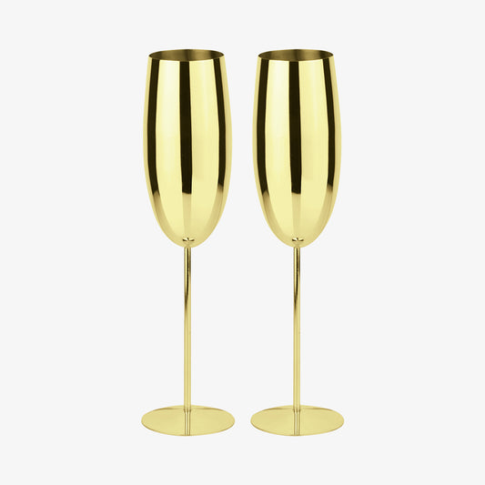 Sett 2 champagne, edelstahl/pvd gull