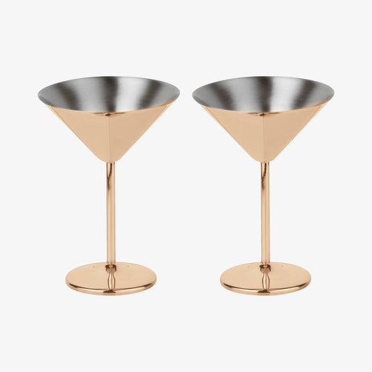 Sett 2 Martini/Cockt., Edelstahl/PVD Kupfer