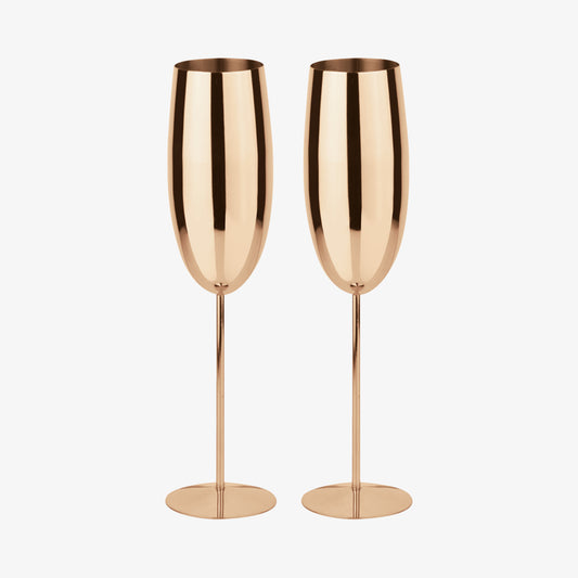 Sett 2 Champagne, Edelstahl/PVD Kupfer