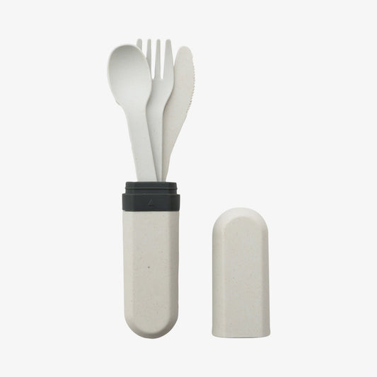 3-delt bestiksæt lysegrå 17,5cm