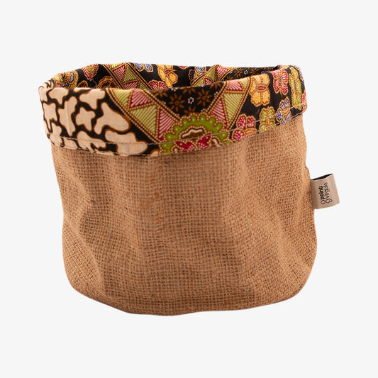 Brødkurv fra hessian og bomuld 16x16cm