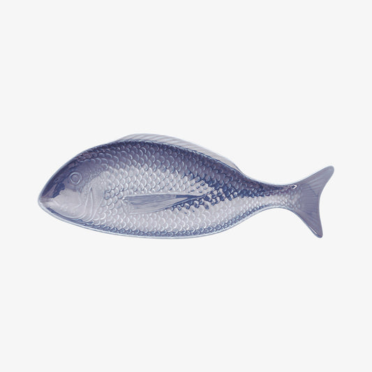 Fiskeskål af stentøj blå 40x14cm