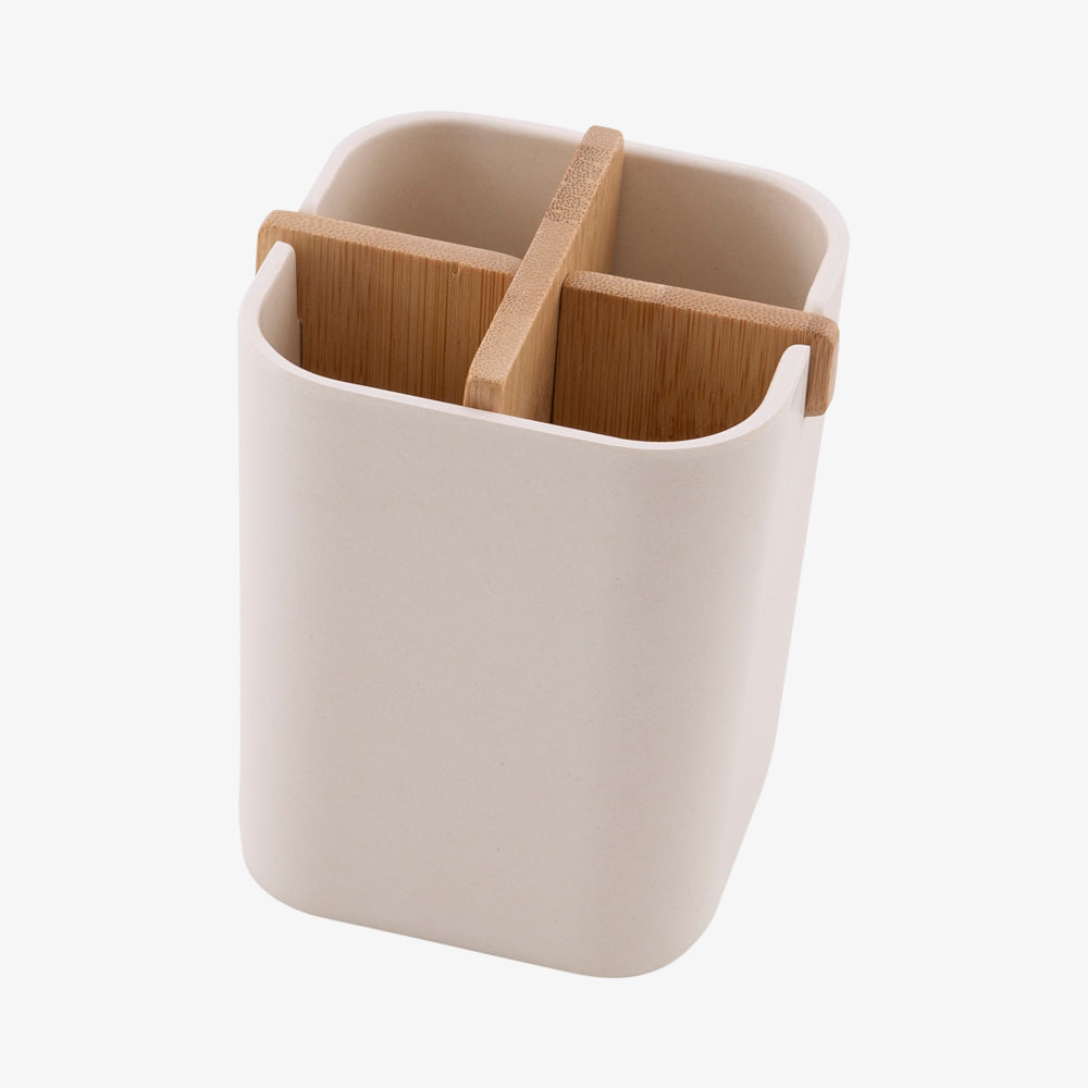 Organizer i bambusfiber med 4 rom i off-white