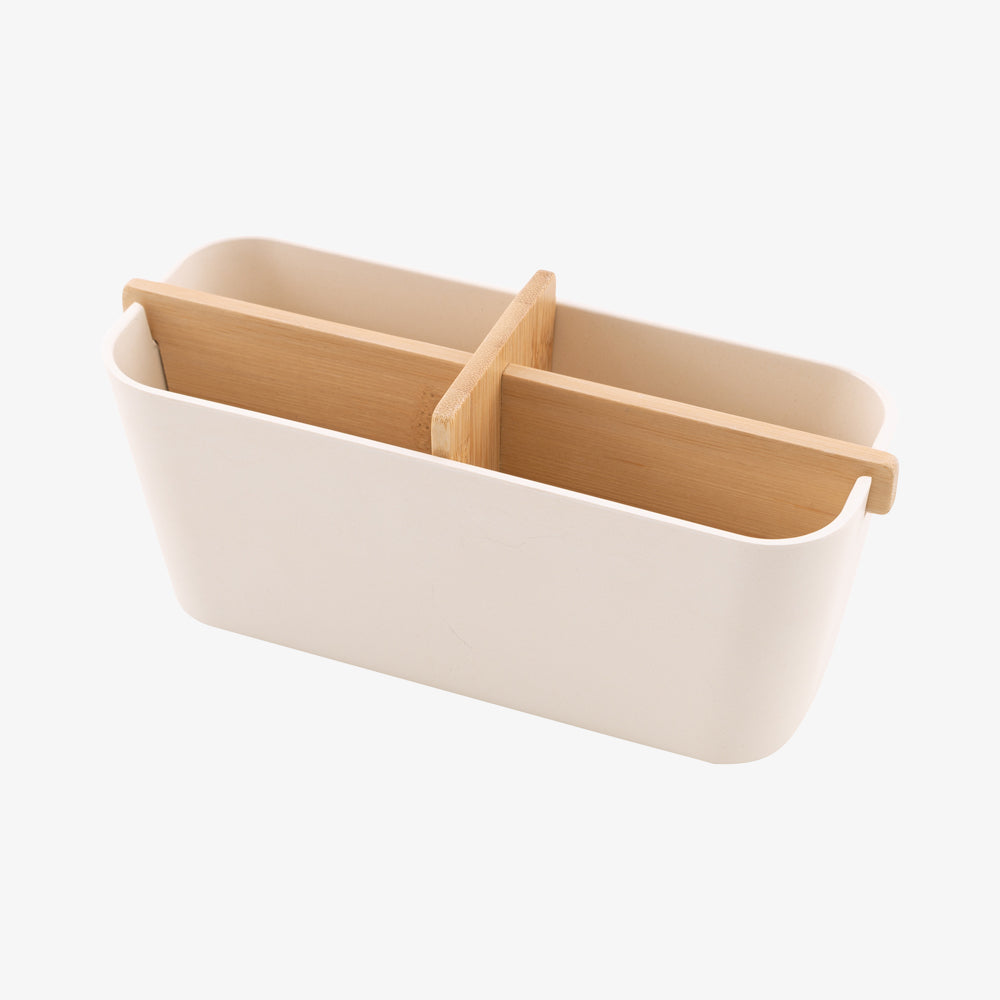 Organizer i bambusfiber med 4 rom i off-white