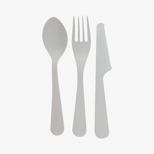 3-delt bestiksæt lysegrå