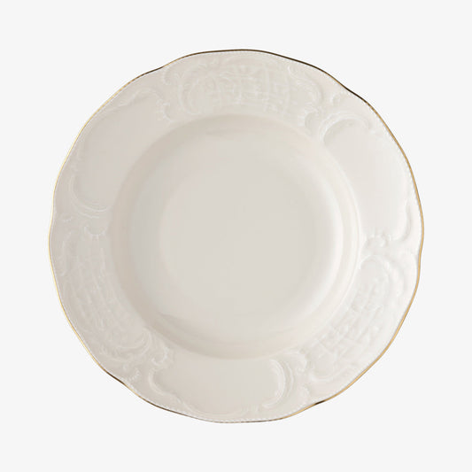 Platta 23 cm djup, guld, Sanssouci Elfenbein
