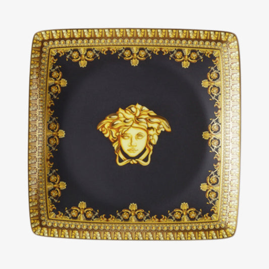 Bowl 12cm sq. flat, Baroque Nero, Versace