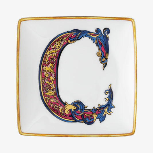 Kulho 12cm neliömetriä. Flat, loma -aakkoset C, Versace