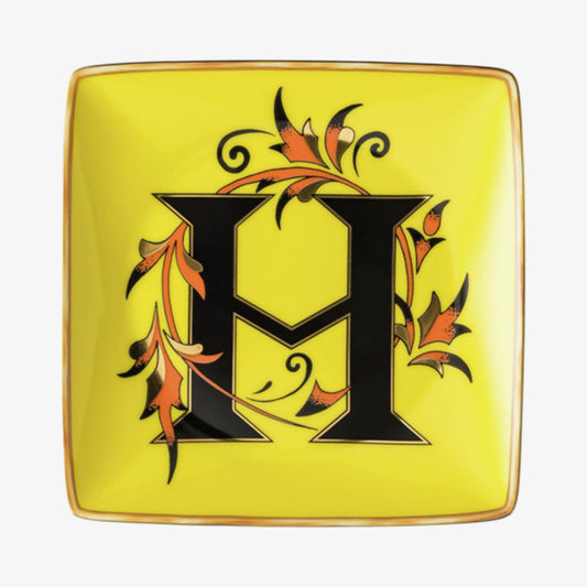 Bowl 12cm sq. flat, Holiday Alphabet H, Versace