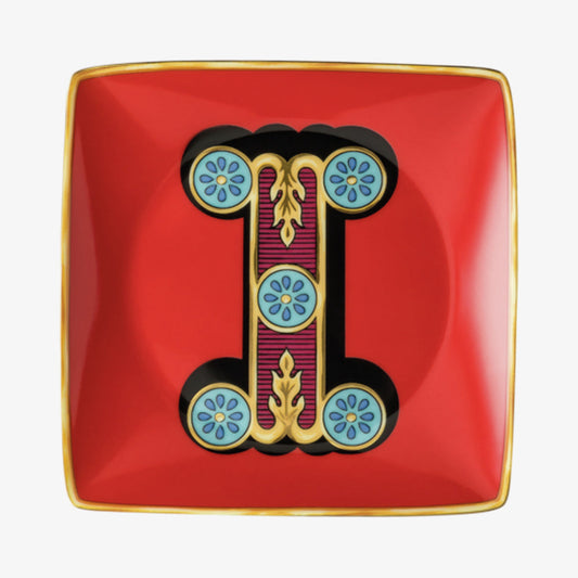 Bowl 12cm sq. flat, Holiday Alphabet I, Versace