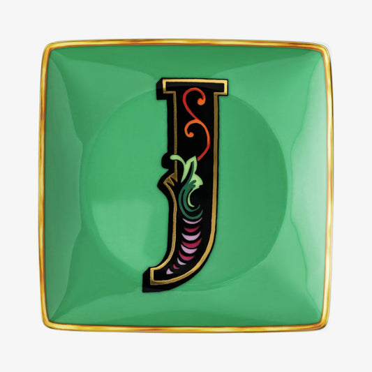 Bowl 12cm sq. flat, Holiday Alphabet J, Versace