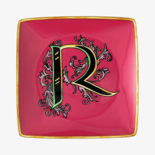 Bowl 12cm sq. flat, Holiday Alphabet R, Versace