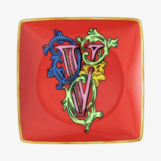 Bowl 12cm sq. flat, Holiday Alphabet V, Versace