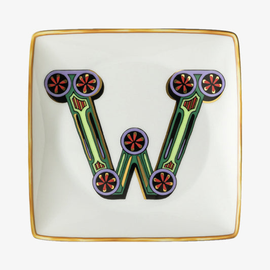 Bowl 12cm sq. flat, Holiday Alphabet W, Versace