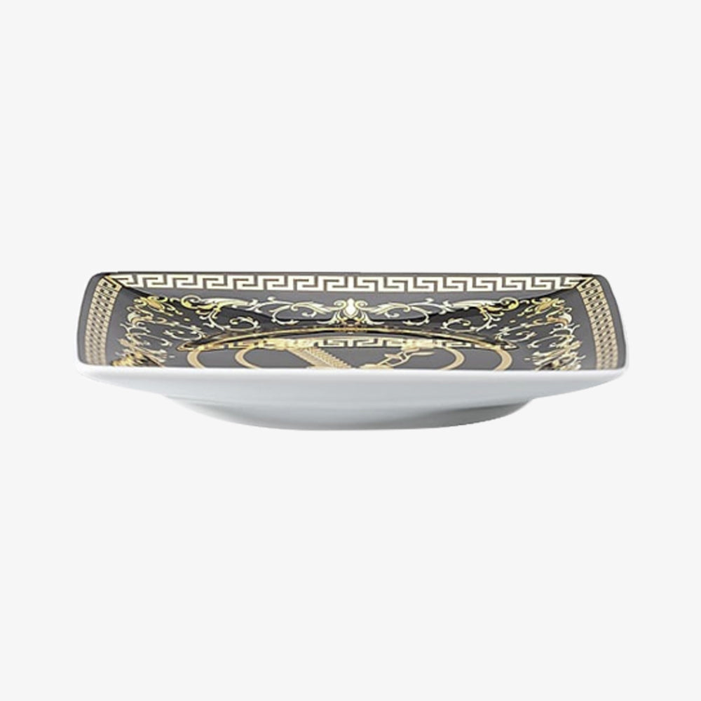 Skål 12cm kvadratmeter. Flat, virtus galla svart, Versace