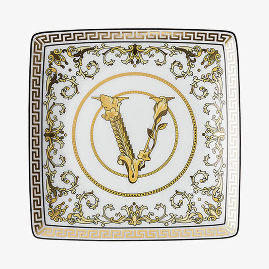 Skål 12cm kvadratmeter. Flat, virtus galla hvit, Versace