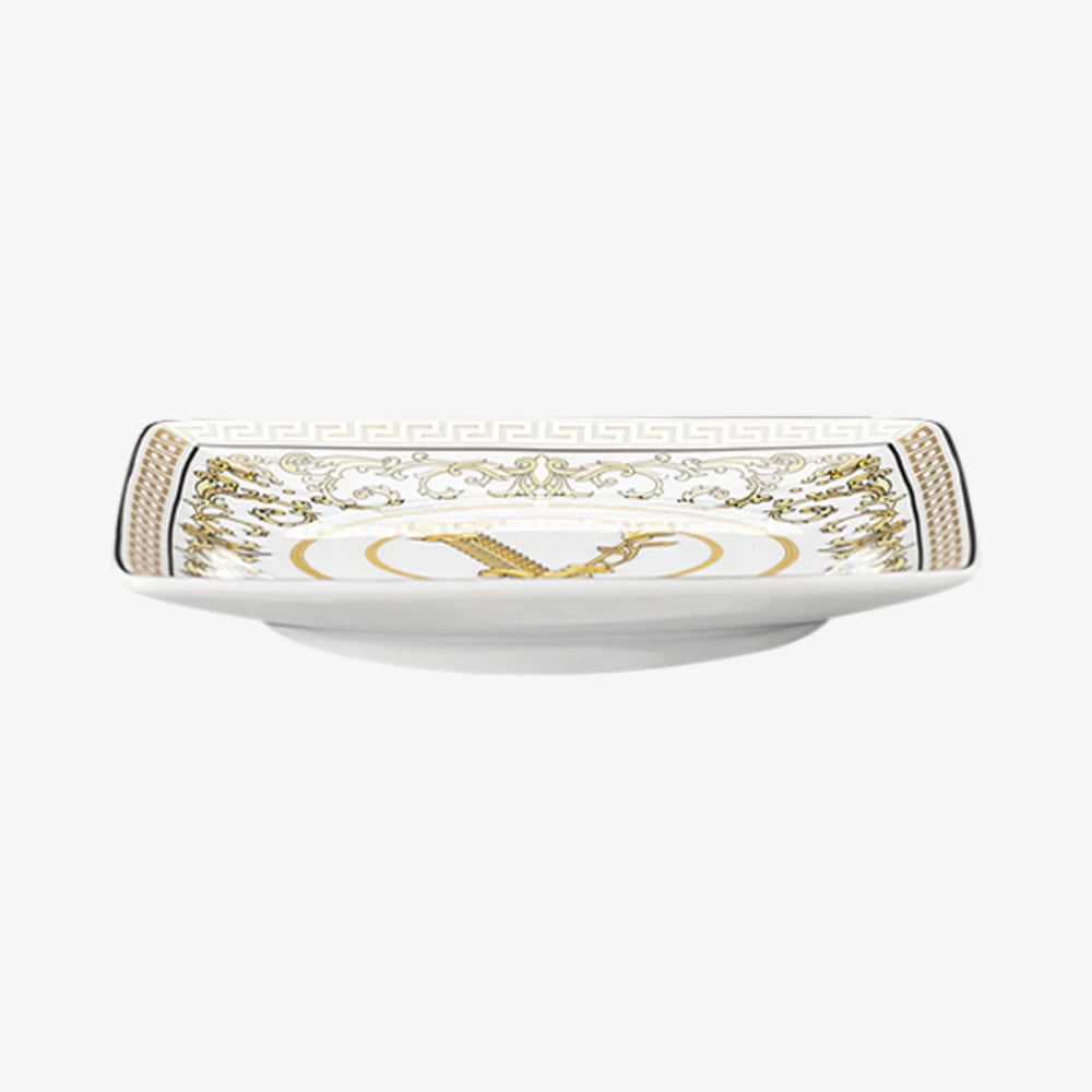 Skål 12cm kvadratmeter. Flat, virtus galla hvit, Versace