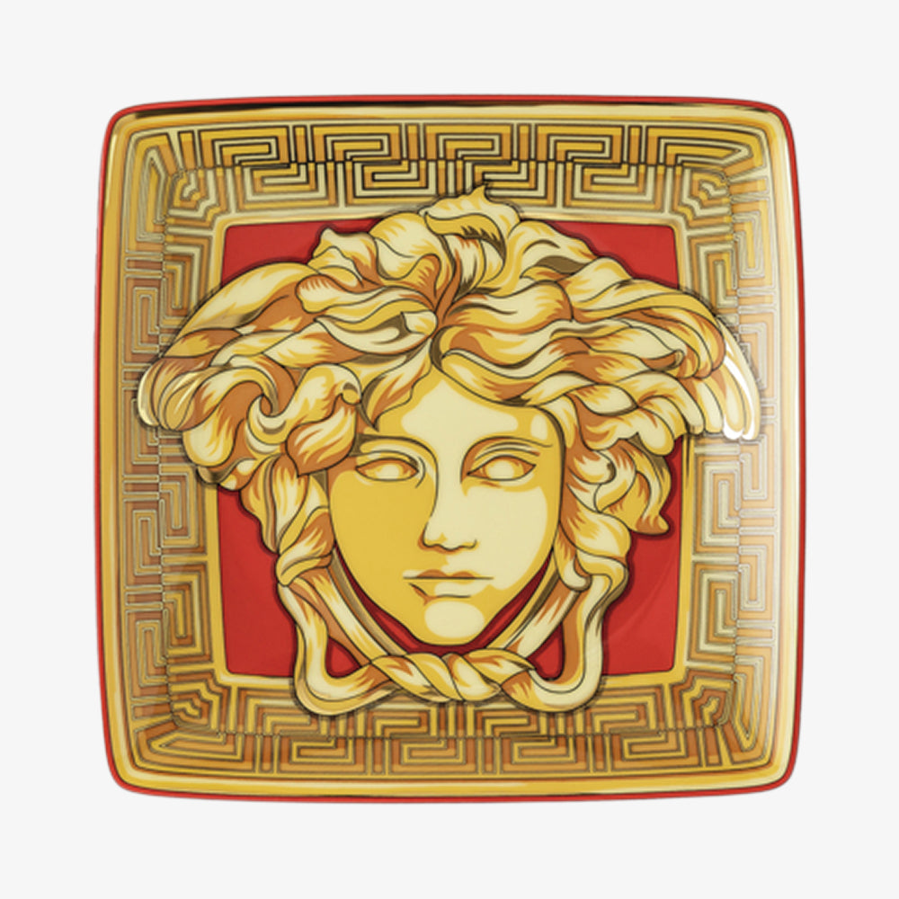 Bowl 12cm sq. flat, Golden Coin, Medusa Amplified