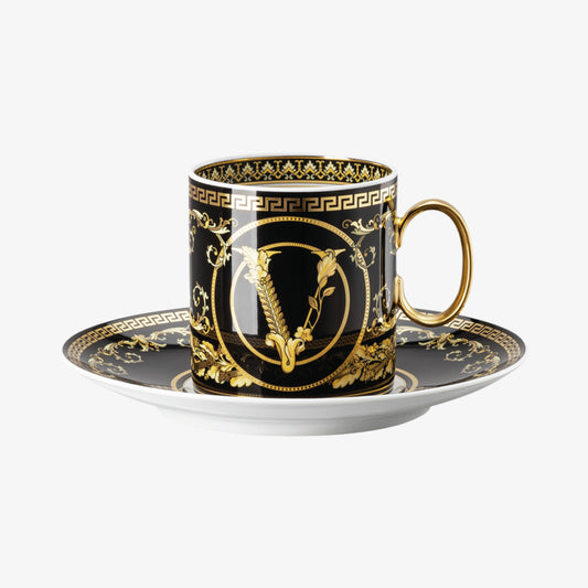 Cup/Saucer 4 Tall, Virtus Gala Black, Versace