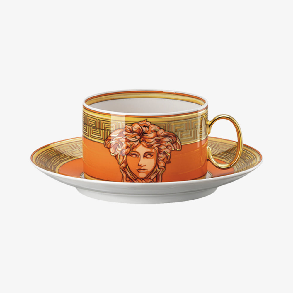 Kopp/tallerken 4 lav, oransje mynt, medusa forsterket