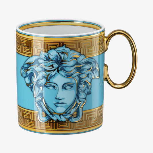 Mug with act, blue coin, medusa amplified