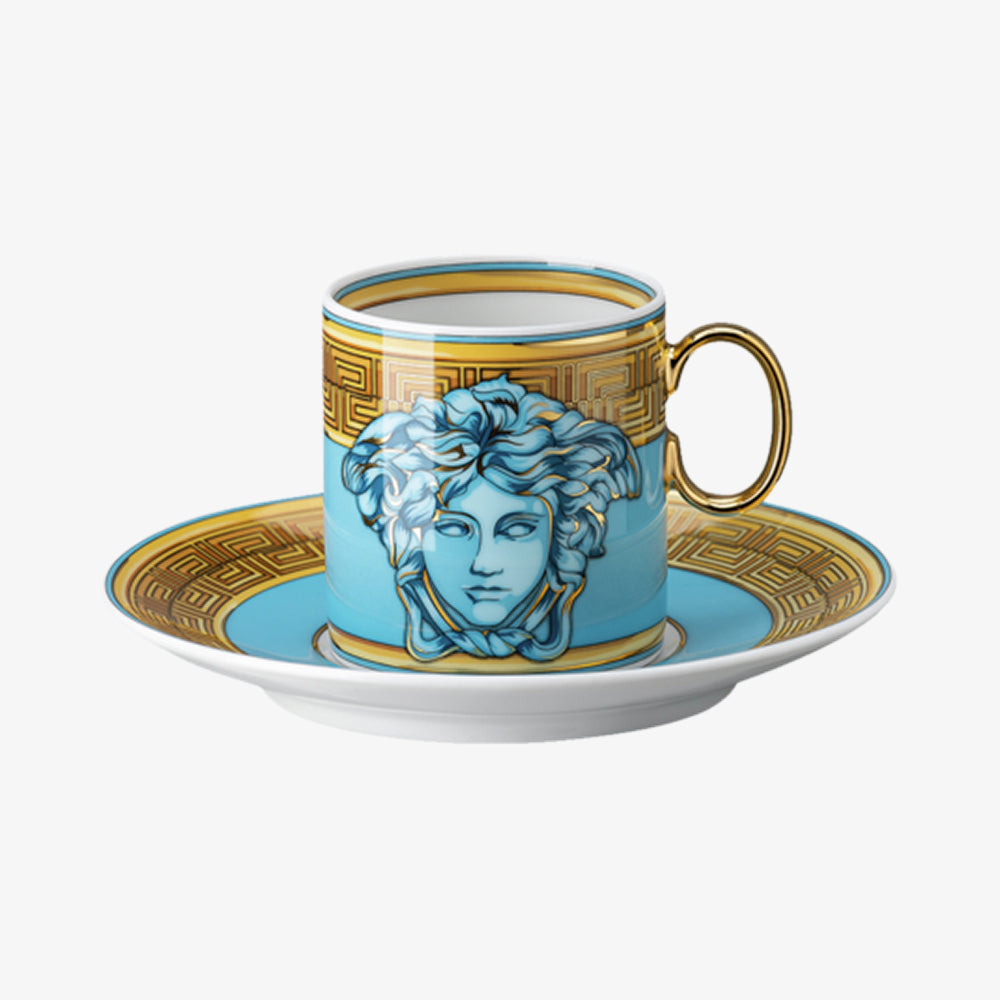 Espresso -kuppi/sauc., Sininen kolikko, medusa vahvistettu