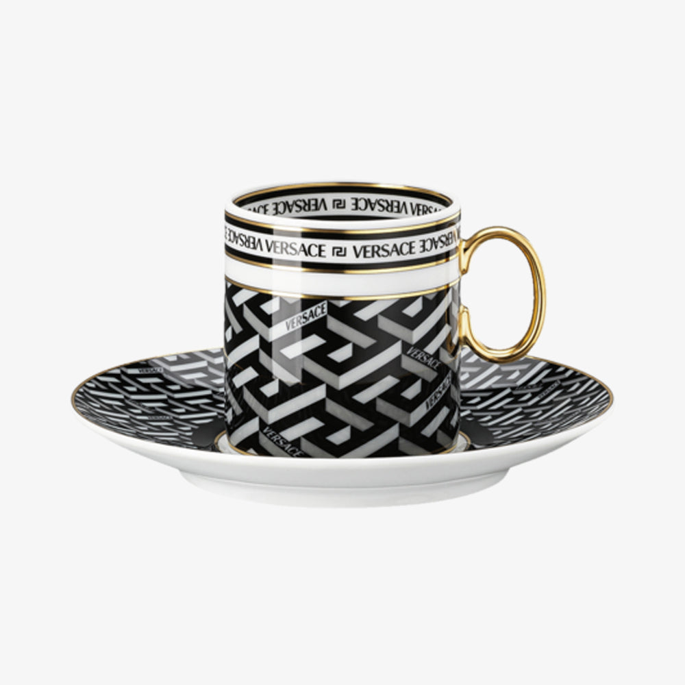 Espresso kuppi/sauc., Allekirjoitus musta, La Greca