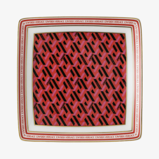 Bowl 12cm sq. flat, Signature Red, La Greca