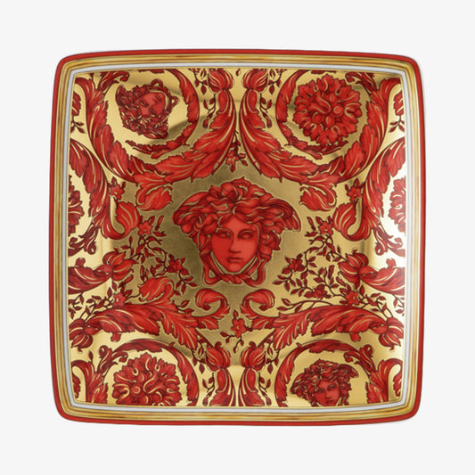 Bowl 12cm sq. Flat, Medusa Garland Red, Versace