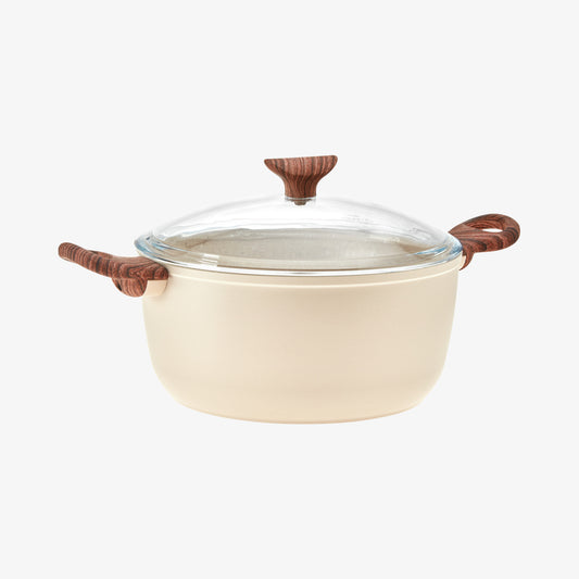 Pot 2 handle 24cmw/Lid Rock & Rose Pink Alu