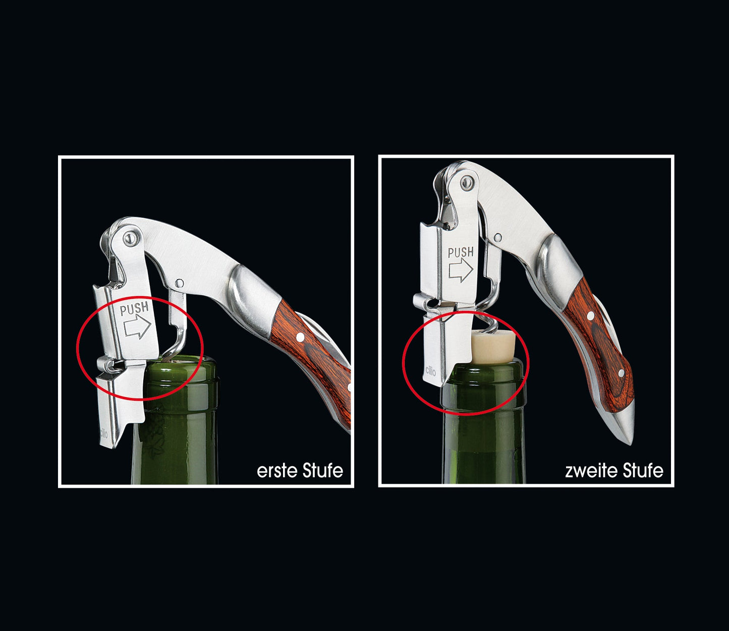 Legno Servant knife in steel/wood with 3 functions