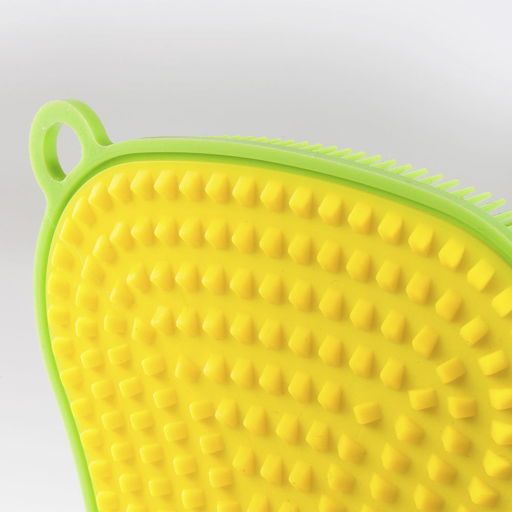 Scrubby sponge with hard and soft side yellow
