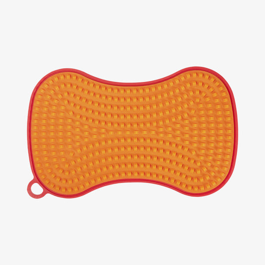 Scrubby sponge with hard and soft side orange