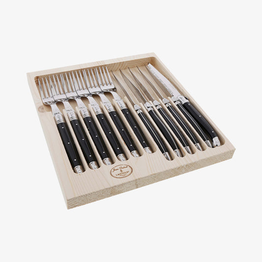 Bestickset 6 knivar + 6 gafflar svart Laguiole