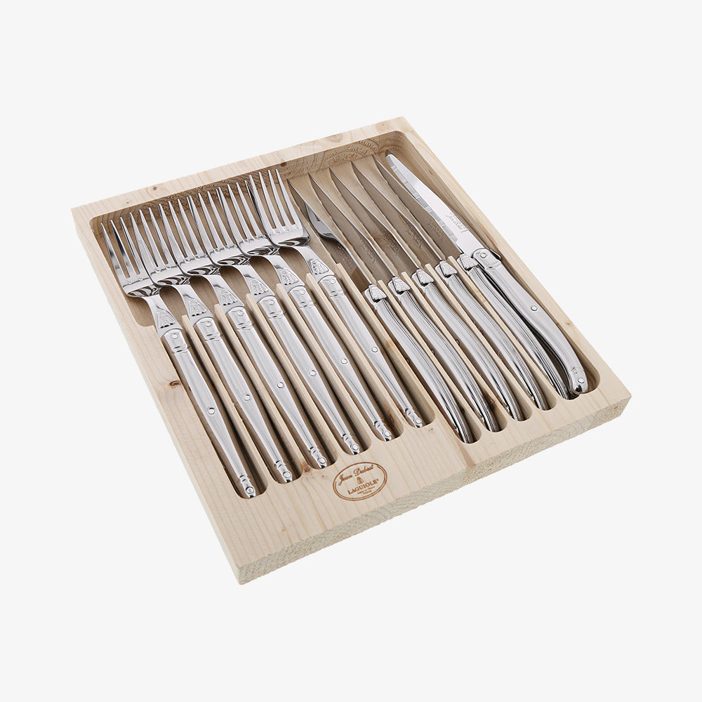 Cutlery set 6 knives + 6 forks steel Laguiole