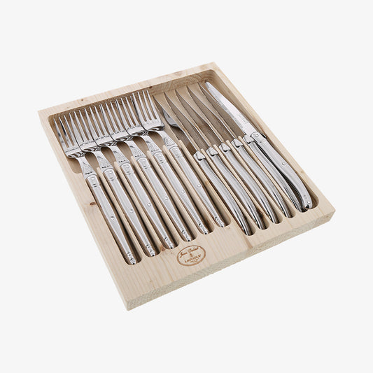 Bestickset 6 knivar + 6 gafflar stål Laguiole
