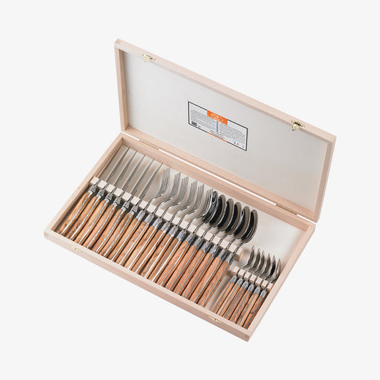 Cutlery set 24 pcs in olive wood Laguiole
