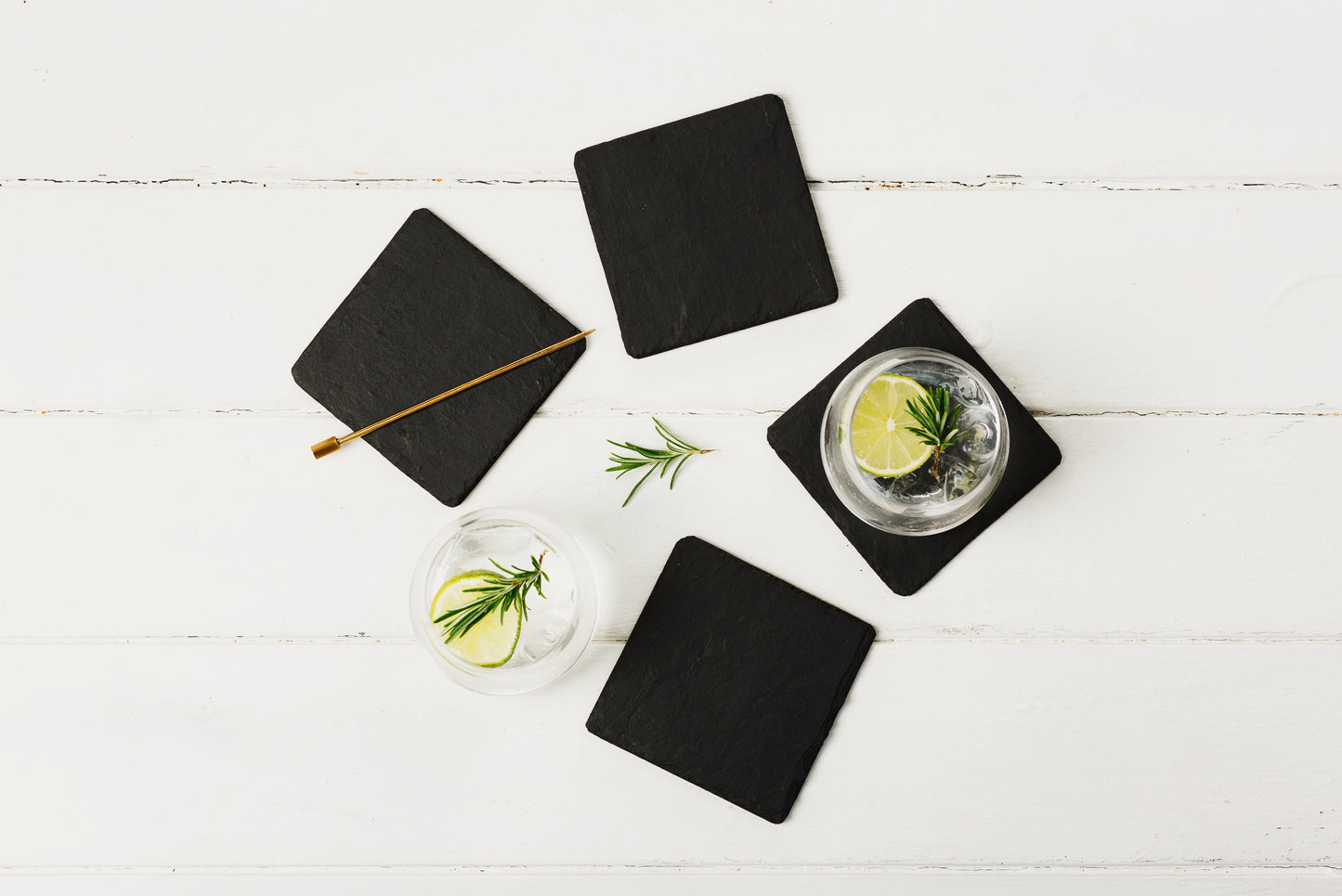 Slate plate set with 4 pcs square