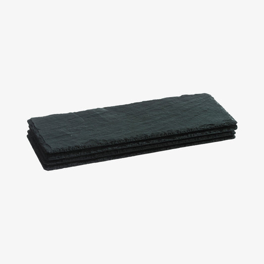 Slate plate set with 4 pieces oblong