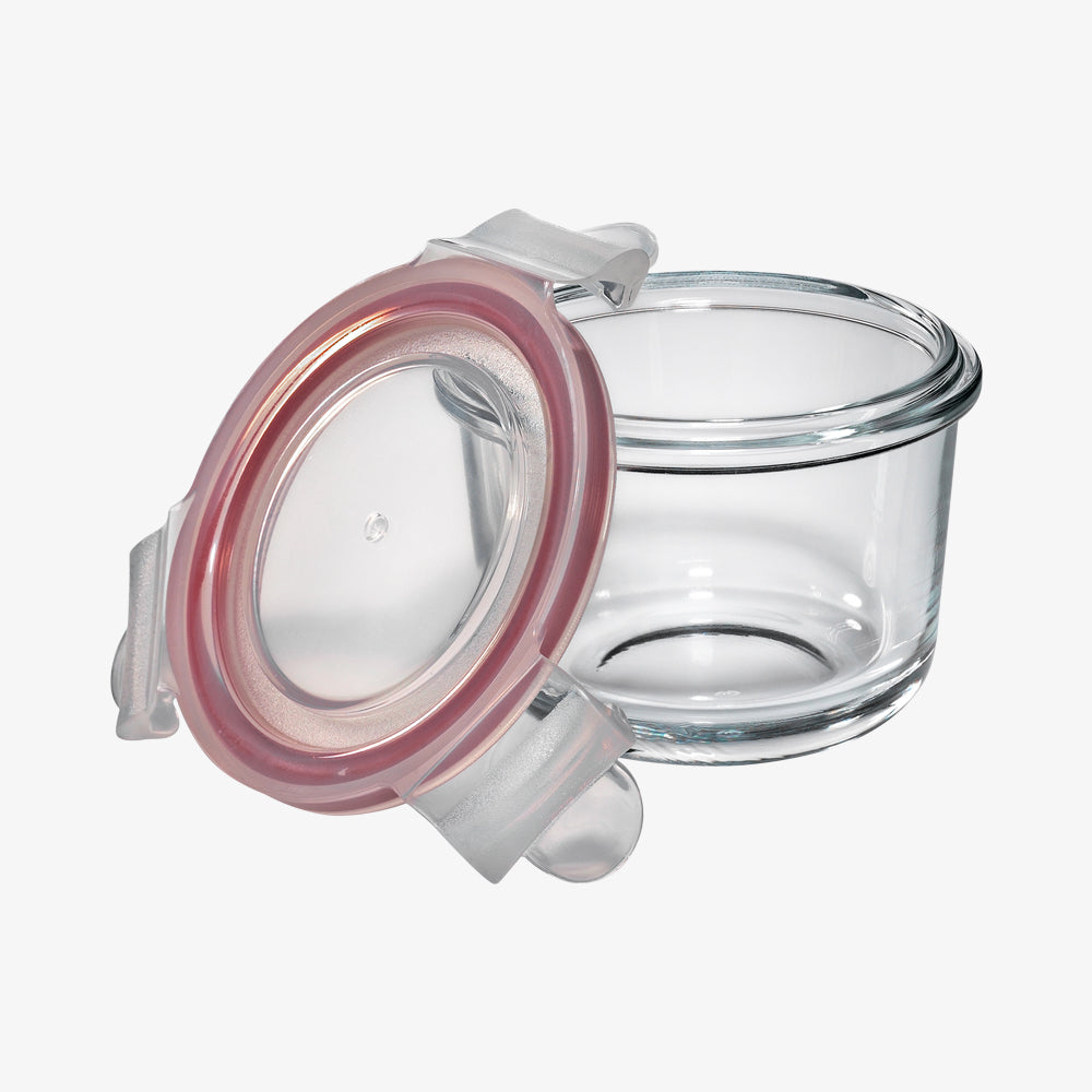 Oppbevaringsboks, rund, glass, 8cm MINI