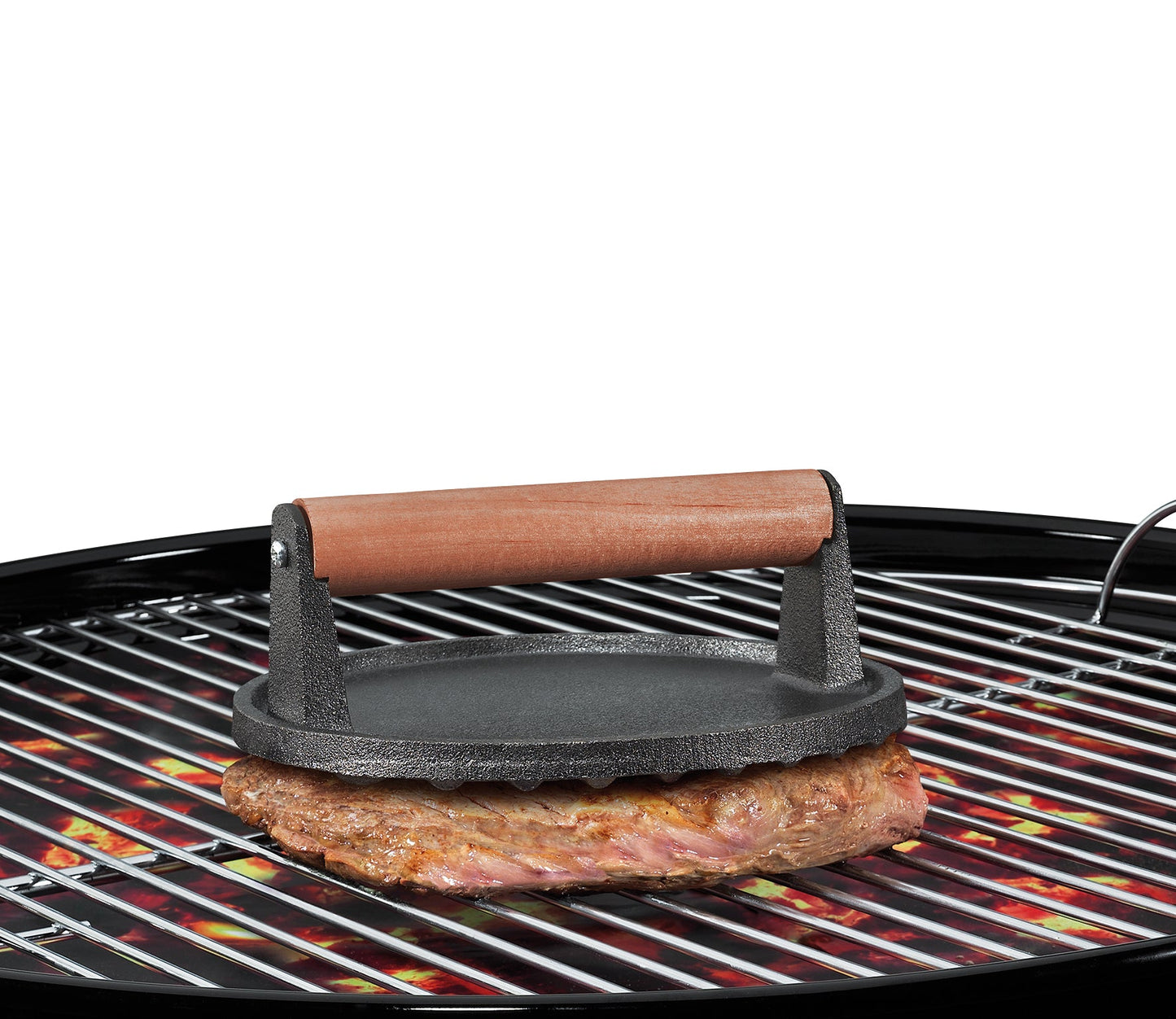 Köttpress BBQ, stål/rosenträ Ø18cm