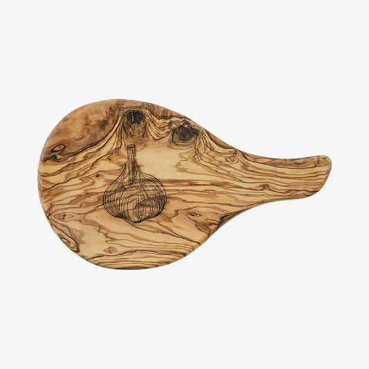 Cutting board with handles garlic