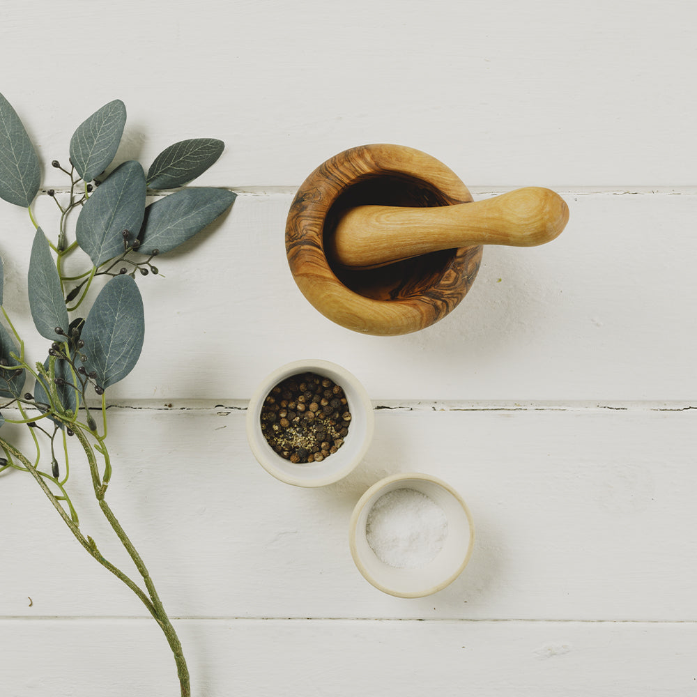 Mortar and bumps in olive wood small