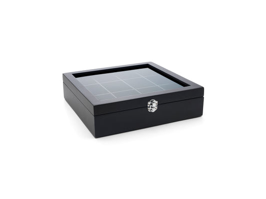 Tea box 12 compwith window bamboo black